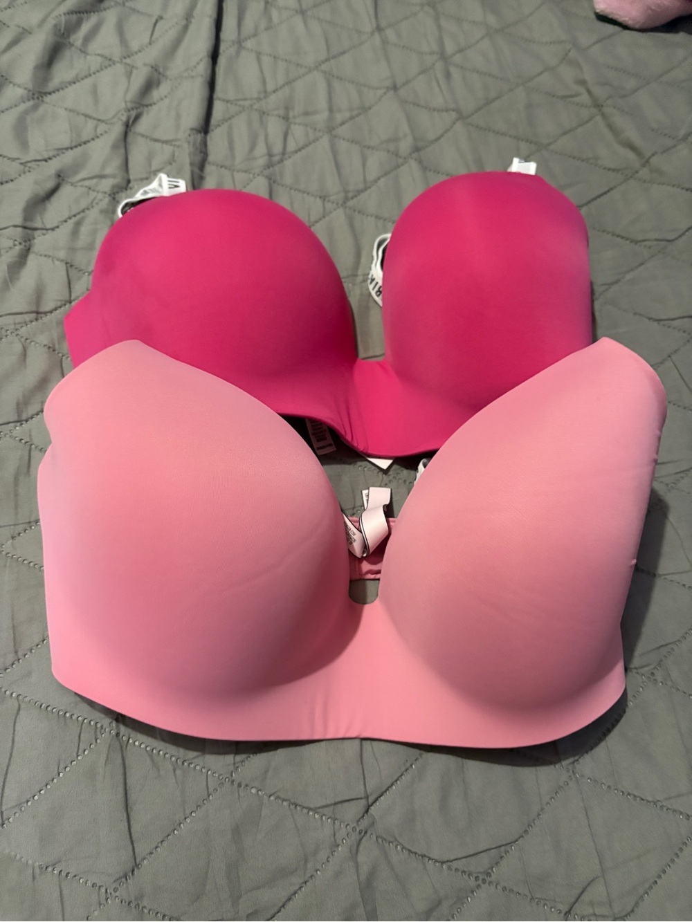Victoria's Secret Two-Pack Strapless Smooth Bras - Light Pink & Hot Pink